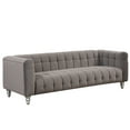thumbnail image 4 of 89" Modern Sofa Couch with Metal Legs, Dutch Fluff Upholstered 3 Seater Sofa Couch with Buttoned Tufted Backrest for Living Room, Bedroom, Office, Gray, 4 of 9