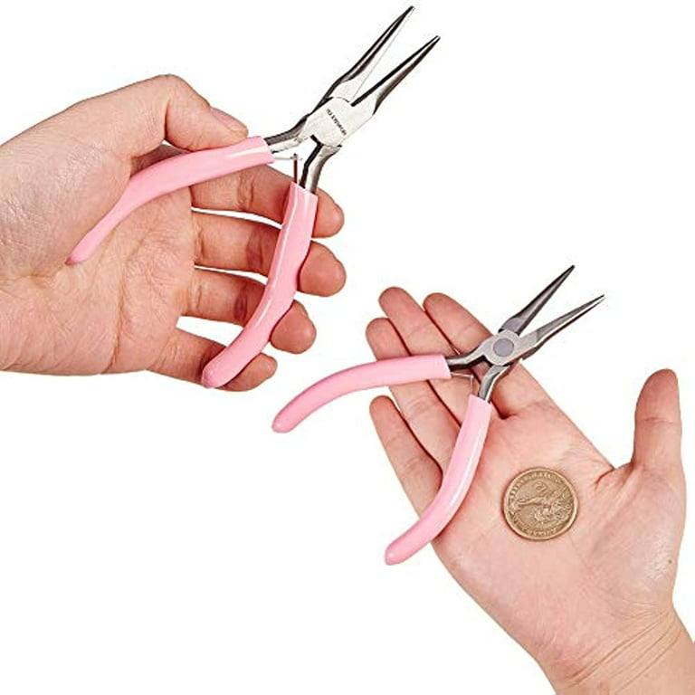 LEONTOOL Long Reach Flat Nose Pliers 6 Inches Flat Nose Duck Bill Pliers  Small Flat Jewelry Pliers for Jewelry Making Wire Bending Straightening  Working In Tight Spaces Pink Tool for Women 