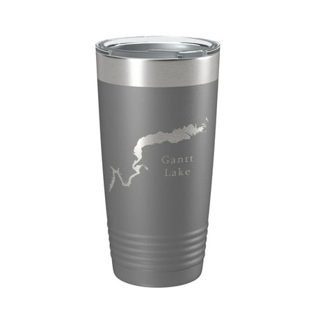 

Gantt Lake Map Tumbler Travel Mug Insulated Laser Engraved Coffee Cup Alabama 20 oz Dark Gray