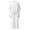 White-Trousers Suit, variant on Summer Solid Color Elegant Loose Fit Long Sleeve Crew Neck Shirt and Wide Leg Pants Two Piece Outfit for Women Minimalist Style Blue L