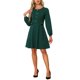 thumbnail image 1 of Vestido de trabajo de manga larga para mujer con decoración de botones en contraste L Verde, 1 of 6