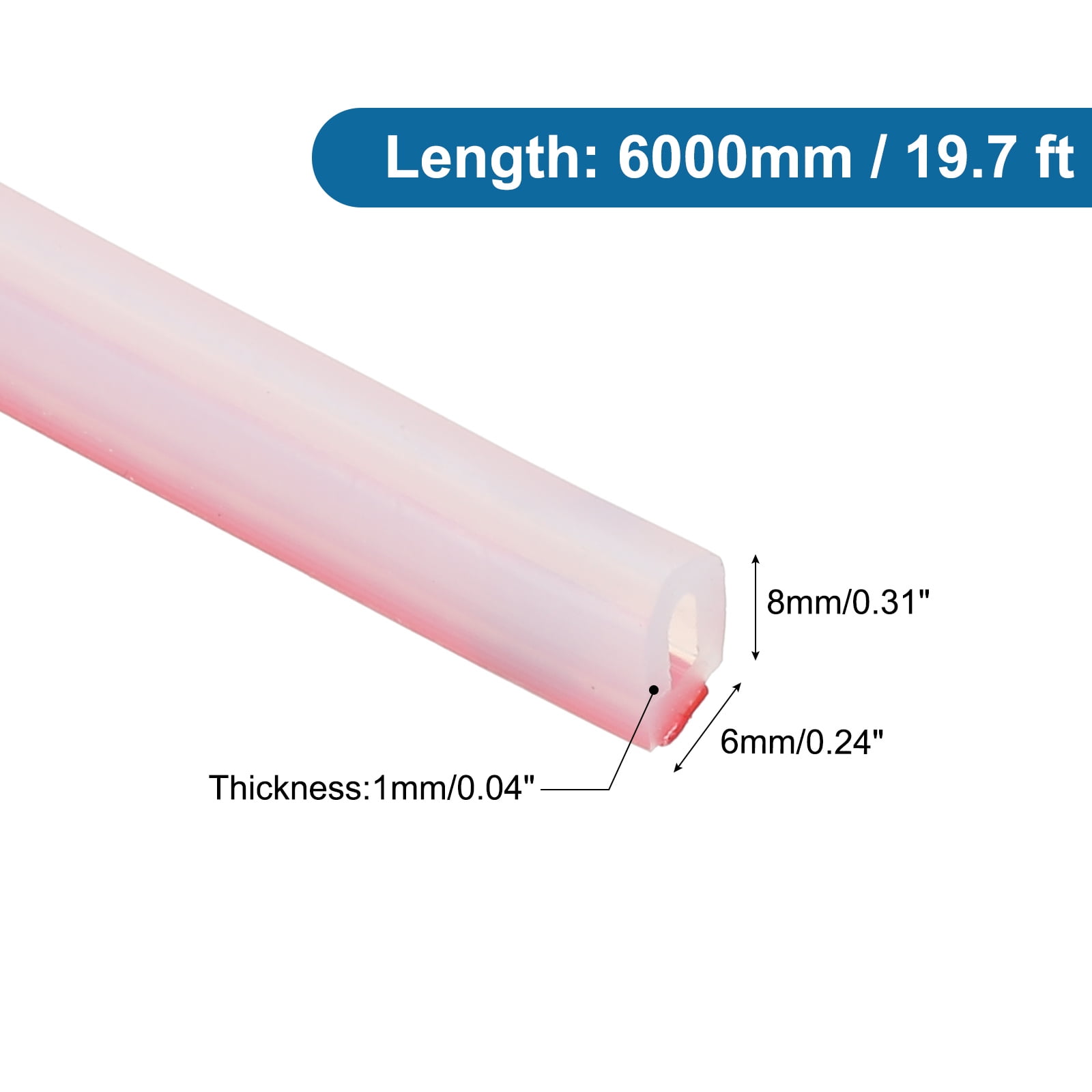Uxcell Silicone Weather Stripping Door Seal, 19.7 ft D Shape Weather Stripping Self Adhesive Door Seal Strip for Door Frame, Window Sealing, Large Gap, 2.36"Wx0.39"Tx3.15H, Clear/Red