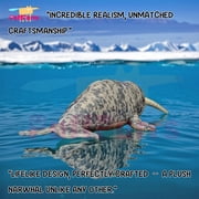 PuffPurrs Lifelike Narwhal Plush Toy, Realistic Monodon monoceros Teddy Stuffed Animal, Arctic Whale Unique Toy Gift, 15 Inch