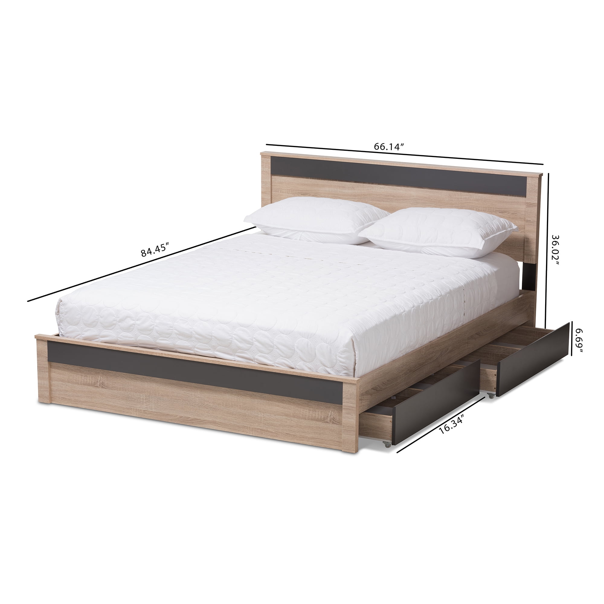 Baxton Studio Jamie Modern And Contemporary Two Tone Oak Gray Baxton Studio Jamie Modern And Contemporary Two Tone Oak Gray Wood Queen Size Platform Bed Com