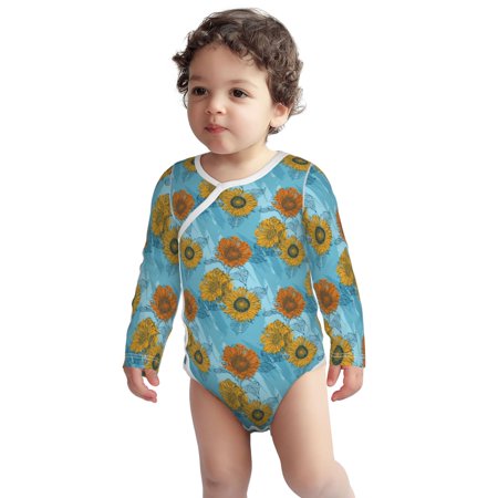 

Fotbe Sunflowers Pattern Unisex-baby Long-sleeve Bodysuit Long Sleeve Bodysuits One-piece 100% Organic Cotton for Infant Baby Boys Unisex-18 Months