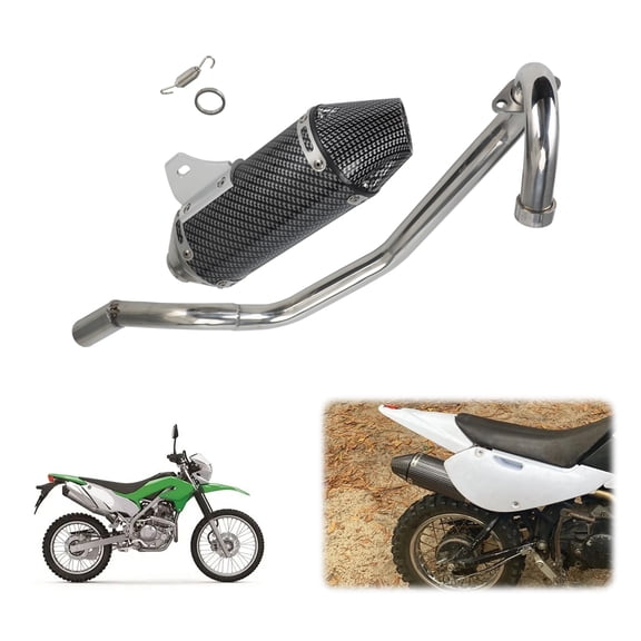 Dirt Bike Full Muffler Exhaust Kit Carbon Fiber for KLX110 KLX110L 2012-2024 Motorcycle