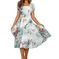 thumbnail image 1 of Vestido midi floral para mujer Vestidos de cóctel de fiesta de noche de verano de talla grande para mujergreenXL, 1 of 4