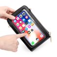 thumbnail image 2 of Bolso de hombro transparente para teléfono para mujer, Cartera de cuero Pu con pantalla táctil negra de 1 pieza, tarjetero para mujer con correa para el hombro y pulsera, 2 of 5