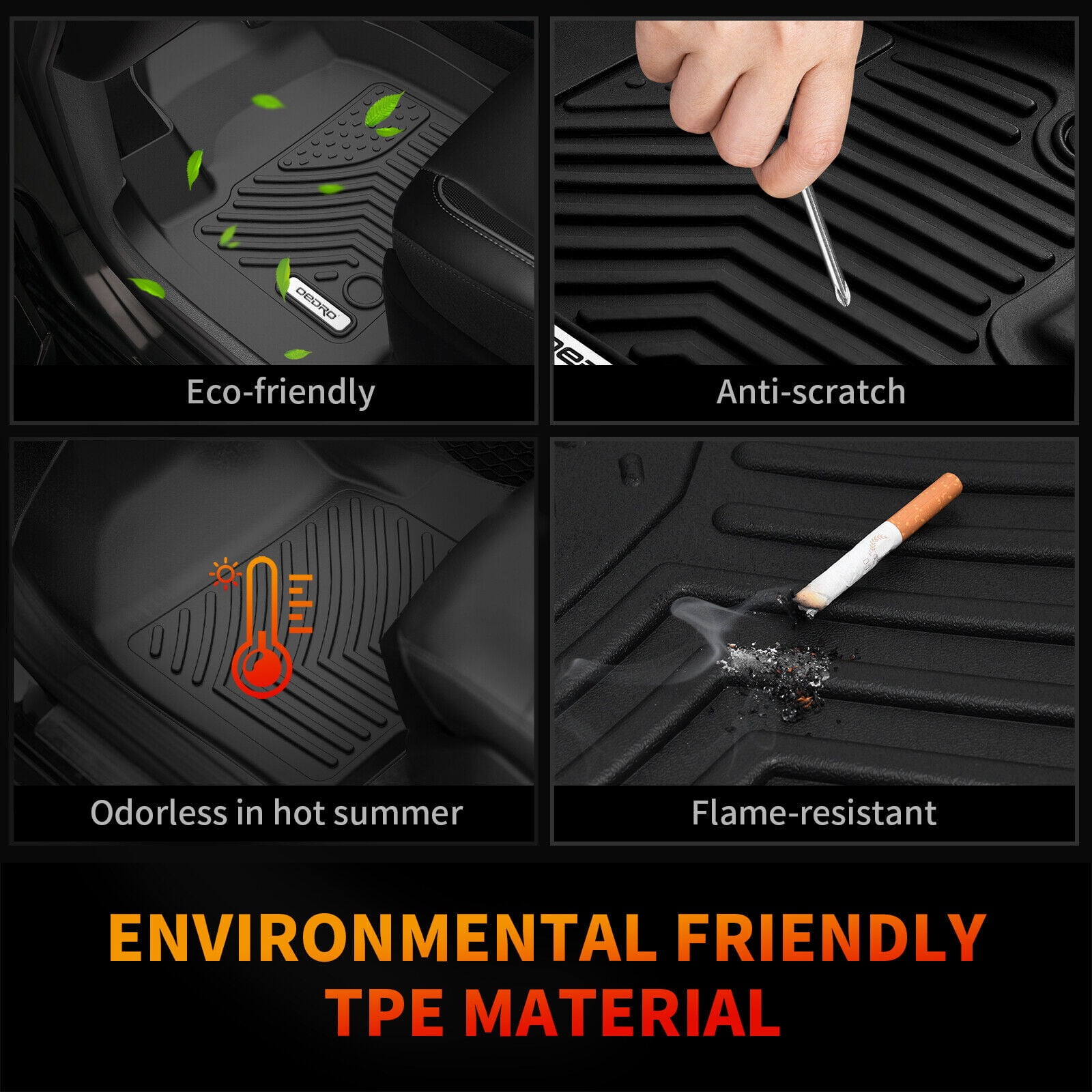 RVNI Floor Mats compatible with 2019-2023 2024 Chevy Silverado 1500 2019-2023 GMC Sierra 1500 all weather