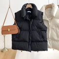 thumbnail image 3 of Abrigos de plumón elegantes con cuello levantado para mujer, ropa de abrigo cálida informal con cinturón sin mangas, chaquetas de invierno, otoño, 2024, 3 of 5