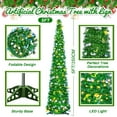 thumbnail image 2 of Pop Up Christmas Tree with Lights, 5Ft Collapsible Tinsel Pencil Xmas Tree for Home Office Fireplace Holiday Party Indoor Decorations (Green), 2 of 6