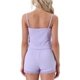 thumbnail image 3 of INSPIRE CHIC Women's Pajamas Ribbed Knit Lace Trim Camisole Sleeveless Tank Top with Shorts Sleepwear Lounge Sets M Purple, 3 of 6