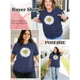 thumbnail image 7 of XCHQRTI Womens Daisy Tshirt Graphic Plus Size Casual Shirt Oversized Short Sleeve Summer Flower Tops, 7 of 7