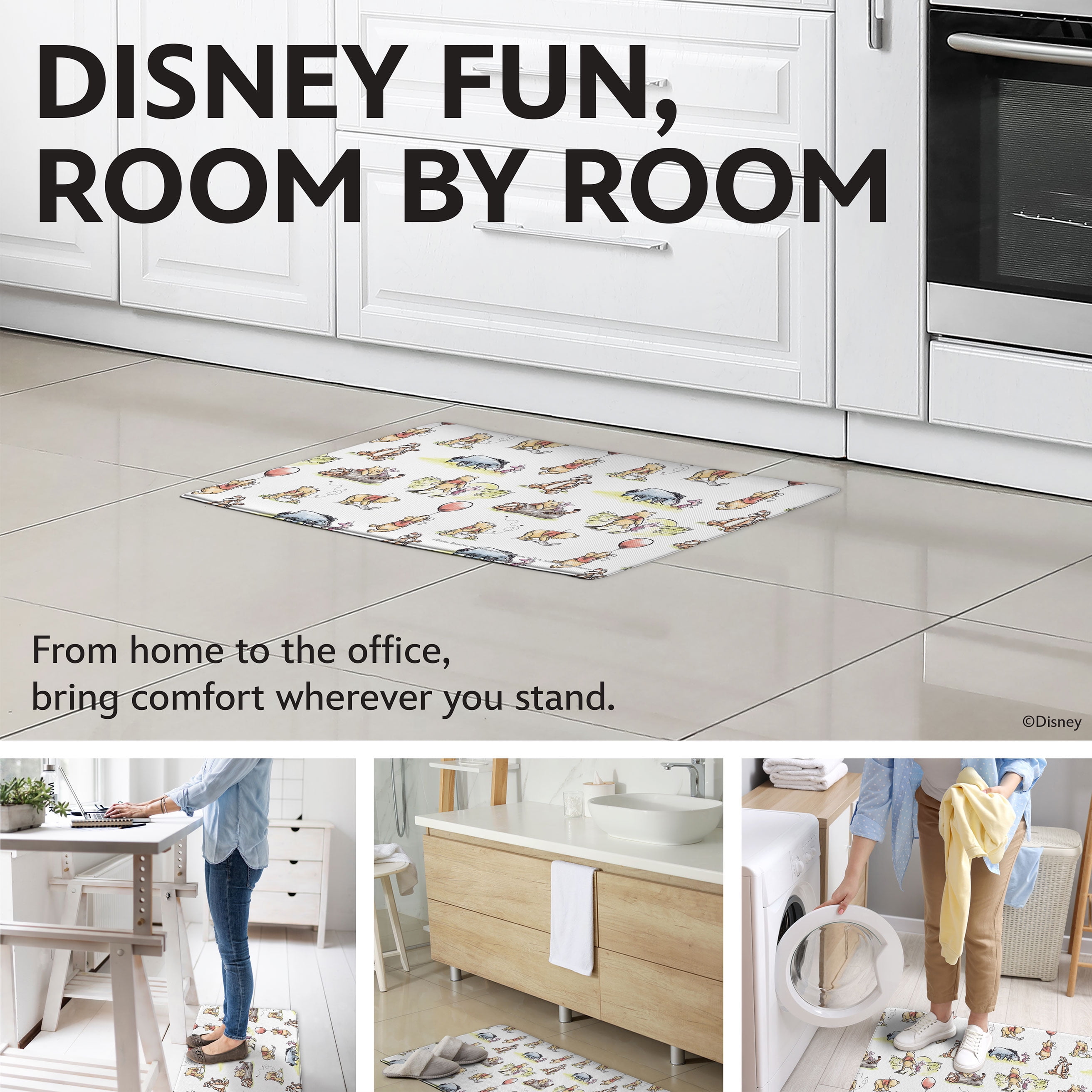 Disney Anti-Fatigue Kitchen Mat, PVC Foam, Pooh & The Gang Design  display picture 1