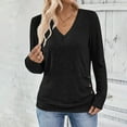 thumbnail image 3 of Womens Long Sleeve Shirts V-Neck Fashion Casual Blouses Tops Fall Outfits Basic Tees Shirt Pullover Loose Trendy Comfortable Winter Clothes, 3 of 8