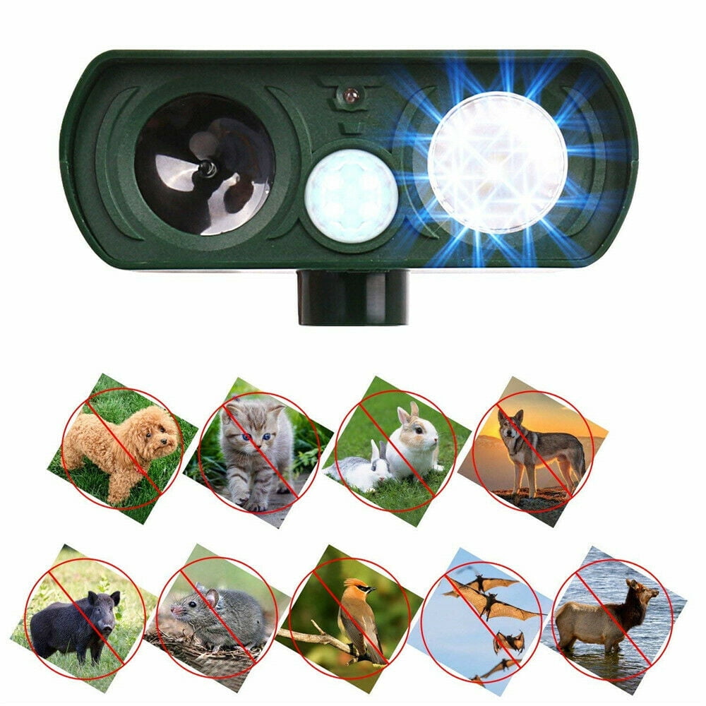 1/2 PK Animal Repeller Ultrasonic Solar Power Outdoor Pest Cat Mice Deer Sensor-2PK