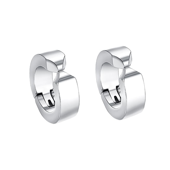Yoursfs Silver Titanium Steel Clip on Earrings Men and Women Non-Pierced Ear Cuff Clip Round Small Clip on Hoop Earrings