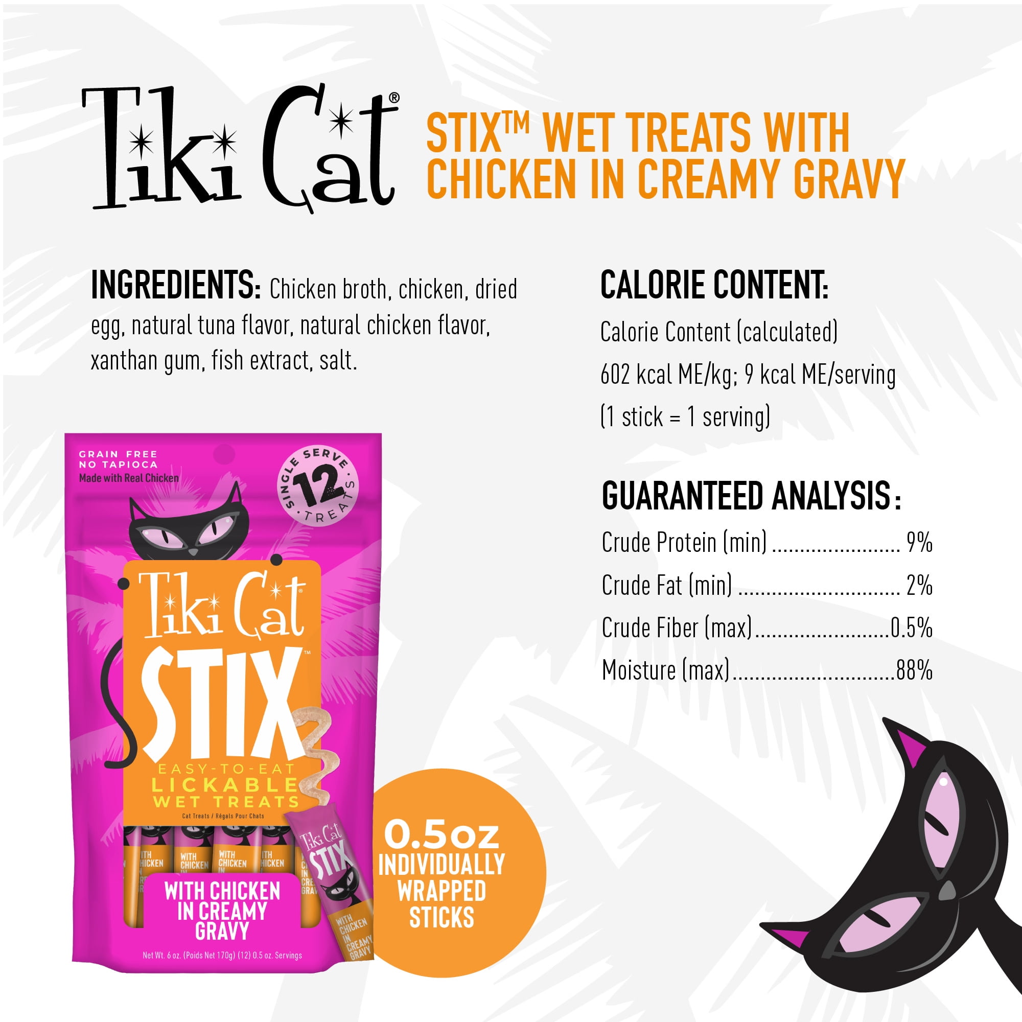 Tiki Cat Stix Wet Cat Treats, Chicken, 6 oz. Pouch