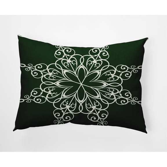 20" x 14" Simply Daisy Winter Snowflake Polyester Accent Pillow, Dark Green (1 Count)