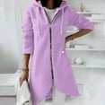 thumbnail image 2 of Outerwears Hooded Sweatshirt Solid Color/Color Block Long Sleeve Jacket Clothes Plus Size Winter Lightweight Long Coat Fall Fashion Zip Up Cardigan With Pocket for Women Purple XXXL, 2 of 10