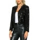 thumbnail image 4 of Chaquetas cortas de lentejuelas INSPIRE CHIC para mujeres, blazer brillante de manga larga y frente abierto, XS negro, 4 of 6