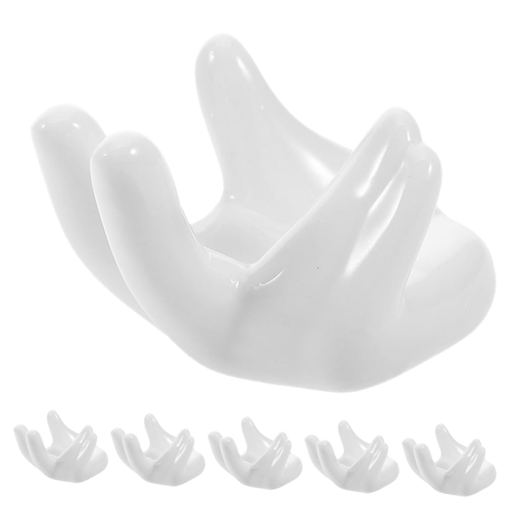 WHAMVOX 6pcs Hand Shaped Ceramic Egg Cup Holder Porcelain Egg Display Stand for Easter Eggs Hard Boiled Eggs Kitchen Table Decor Porcelain Eggs Holder for Festive
