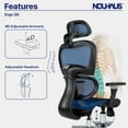thumbnail image 6 of Nouhaus Ergo3D Ergonomic Office Chair Lumbar Support Mesh Office Chair with 4D Adjustable Armrest, Adjustable Headrest and Wheels, Mesh High Back Home Office Desk Chairs(Blue), 6 of 8