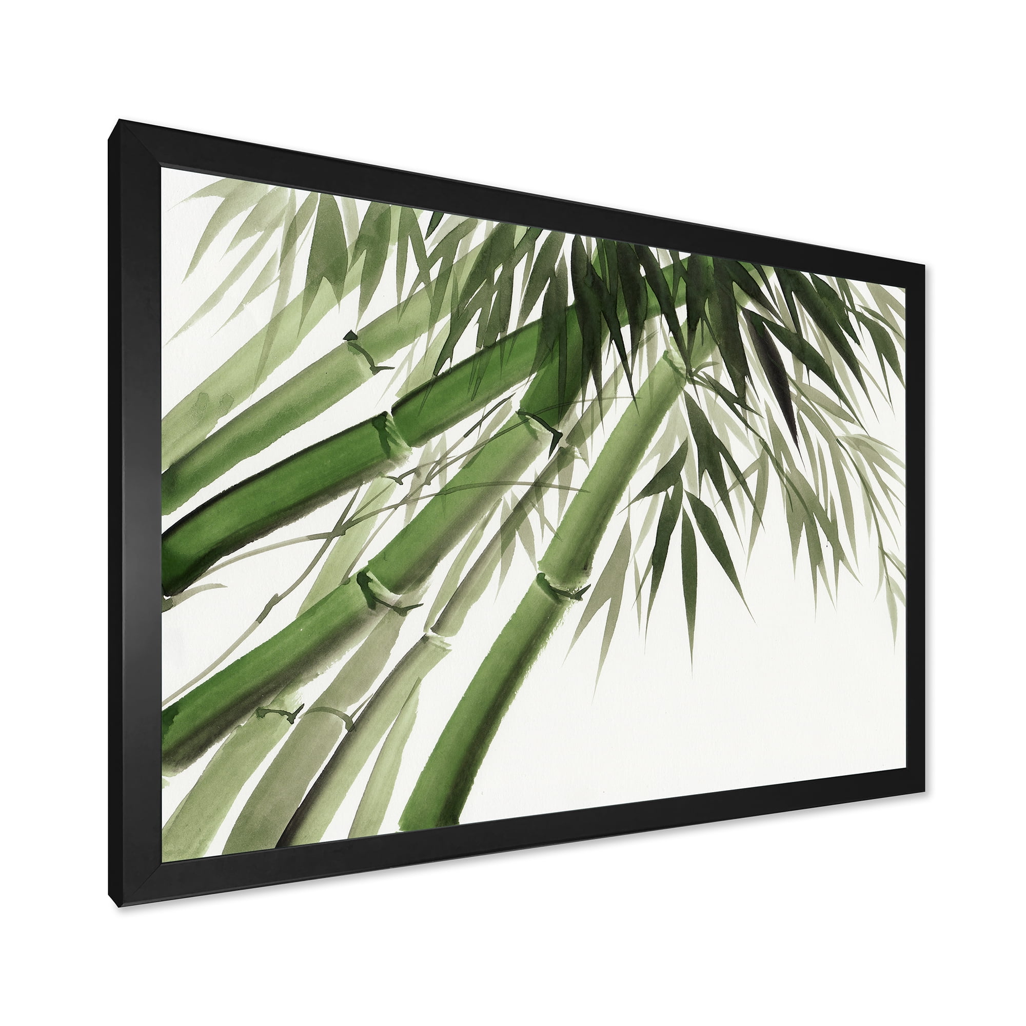 Designart 'Ancient Dark Green Bamboo' Traditional Framed Art Print