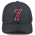 thumbnail image 2 of Daxton Premium Mid Profile Hat Semi Curved Visor Charcoal Cap White Red Gothic Embroidered, Number 7, 2 of 4