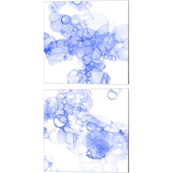 Great Art Now Bubble Square Blue by Kelsey Wilson 2 Piece Canvas Art Set Each 14"W x 14H"
