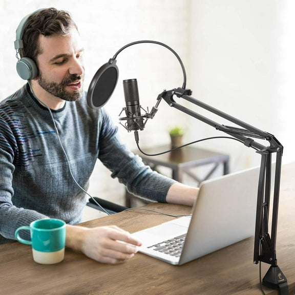 Microphone Arm Stand, TONOR Adjustable Suspension Boom Scissor Mic Stand, 3/8" to 5/8" Adapter (T20)