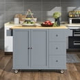 thumbnail image 2 of Rolling Kitchen Island with Solid Wood - Drop Leaf Bar for Kitchen Dining, 2 of 6