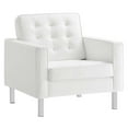 thumbnail image 3 of Modway Loft Vegan Leather Vinyl Armchair and Ottoman Set in Silver/White, 3 of 10