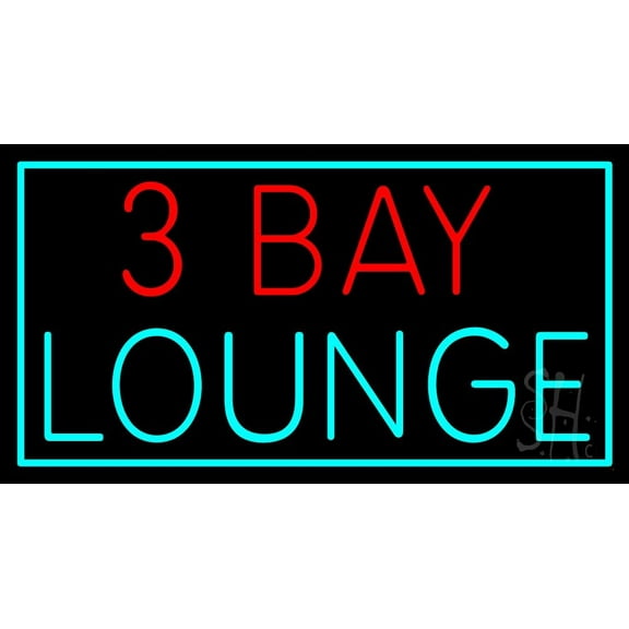 3 Bay Lounge LED Neon Sign 20 x 37 - inches, Clear Edge Cut Acrylic Backing, with Dimmer - Bright and Premium built indoor LED Neon Sign for Bar decor.