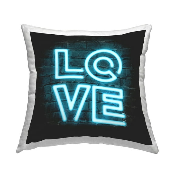 Stupell Industries Love Blue Neon Letters Design Design by Martina Pavlova Throw Pillow