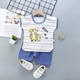 thumbnail image 2 of Toddler Outfits Boys Toddler Girl Boys Sleeveless Cartoon Print Vest Tops Shorts Casual Set Unisex Baby Clothes Blue 12 Months-18 Months, 2 of 7