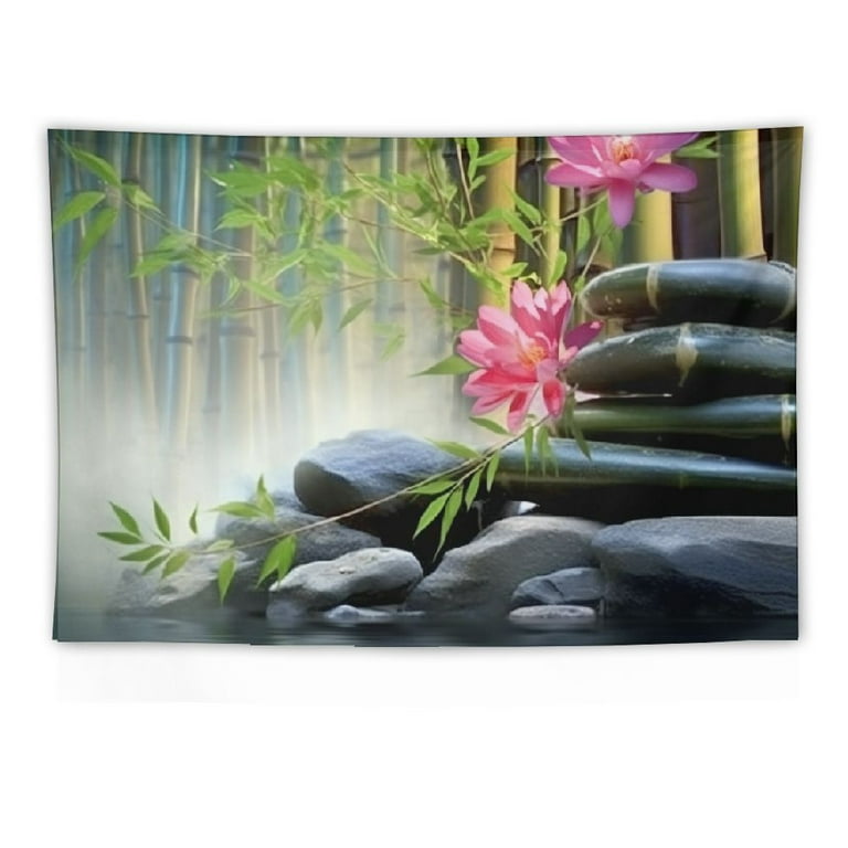 HOMICOZI Japanese Garden View Tapestry Wall Hanging, Spa Water