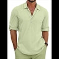 thumbnail image 1 of Camisas Clásicas de para Hombre, de Larga, con Solapa y Botones, Informales, para Playa y Verano. Verde M, 1 of 4