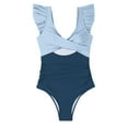 thumbnail image 5 of Clearance! Hontri Women's Slimming And Shielding Two Piece Swimsuit for Women with Straps Plus Size Swimwear Blue L, 5 of 5
