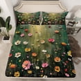 thumbnail image 2 of Homewish Kawaii Vintage Flowers 4 Pieces Queen Sheet Sets For Boys Girls,Colorful Floral Blossoms Ultra Soft Flat Sheet,Abstract Watercolor Art Queen Fitted Sheet,Luxury Bedroom Decor, 2 of 7