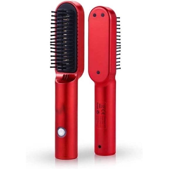 Hair Straightener Brush Hot Comb Heated Ionic Hair Straightening Brush Frizz-Free Fast Heating USB Rechargeable