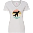 thumbnail image 3 of Inktastic Airplane Pilot Vintage Sunset Women's V-Neck T-Shirt, 3 of 5