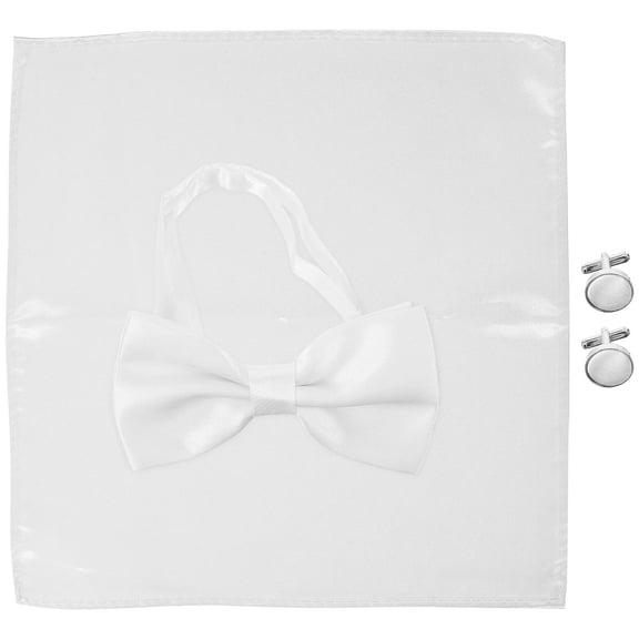 Luxshiny 1 Set of Practical Groomsmen Bow Tie Satin White for Wedding