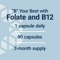 thumbnail image 5 of Life Extension BioActive Folate & Vitamin B12, promotes heart, brain & GI tract health, non-GMO, gluten-free, vegetarian, 90 capsules, 5 of 10