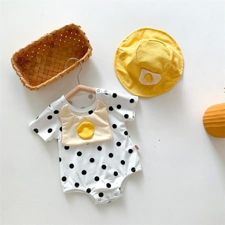 

Hunpta Infant Newborn Baby Boys Girls Short Sleeve Polka Dot Cute Pinafore Romper With Hat Outfit Set Clothes 2PCS