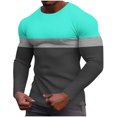 thumbnail image 3 of Wrtxtat Men's Color Block Sweatshirt Waffle Knit Fleece Pullover Crewneck Casual Lightweight Long Sleeve Slim Fit Patchwork Tops Mint Green XXL, 3 of 6