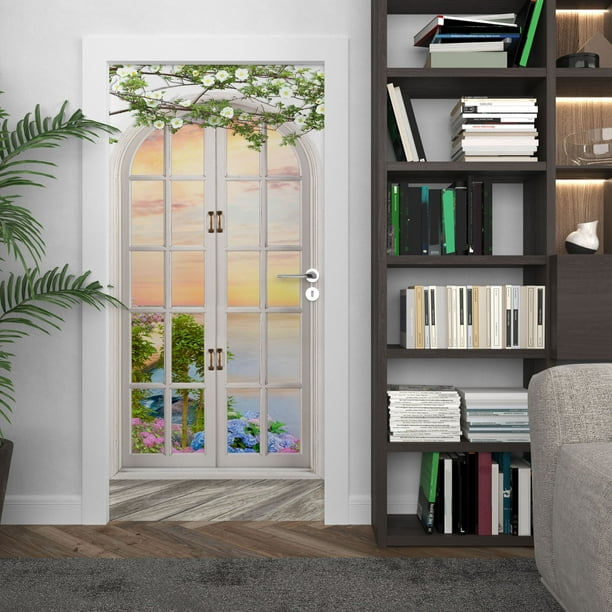 Pegatinas de pared, pegatinas para puerta, murales, despegar y pegar, papel tapiz para puerta de bricolaje, calcomanías de puerta de PVC impermeables y removibles, cubiertas de pared autoadhesivas, cu