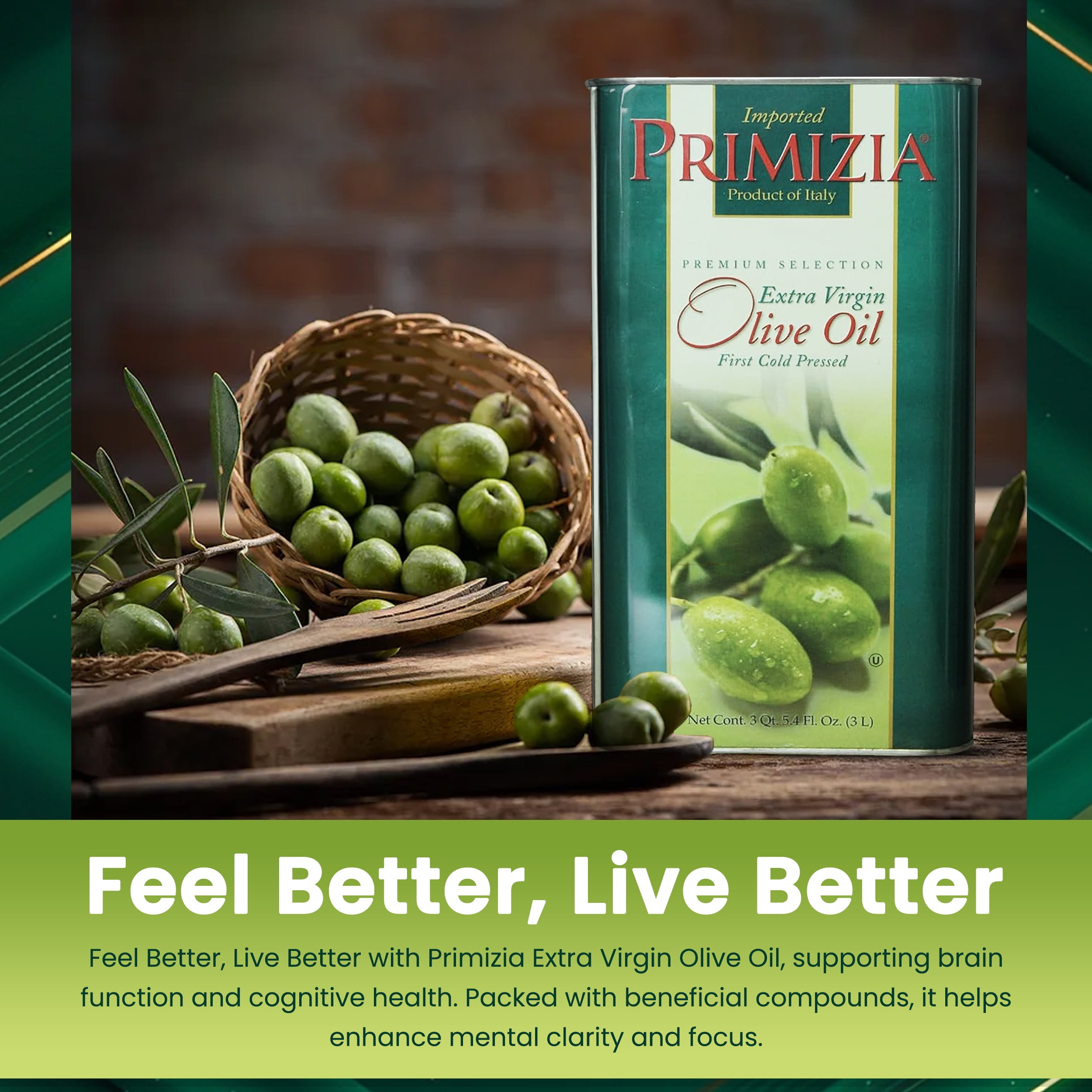 Primizia Extra Virgin Olive Oil - Cold Pressed - Unfiltered with
