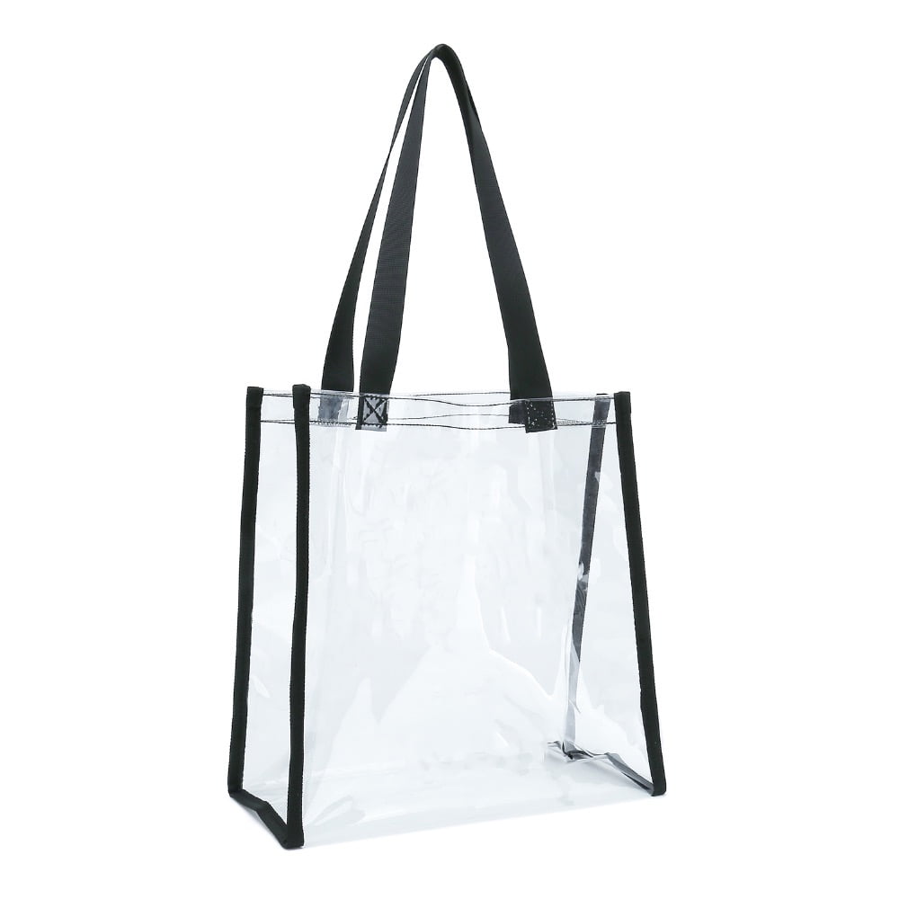 MAY TREE Clear Tote Bag Clear Bag Stadium Approved  Clear Purse Great  for Sports Games Work Security Travel Stadium Venues or Concert Black   Amazonin Shoes  Handbags