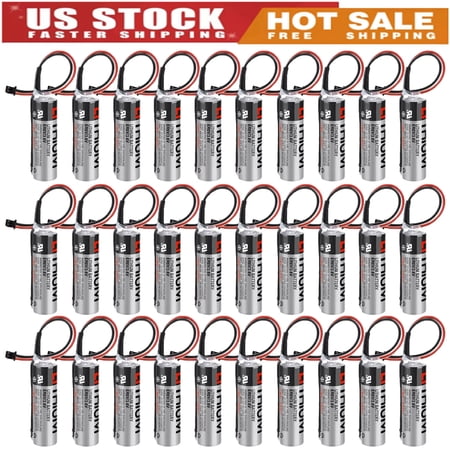 30-packs ER6VC119A ER6V/3.6V 3.6V 2400mAh PLC Battery Lithium Battery with Black Plug for For Mitsubishi M70 PLC
